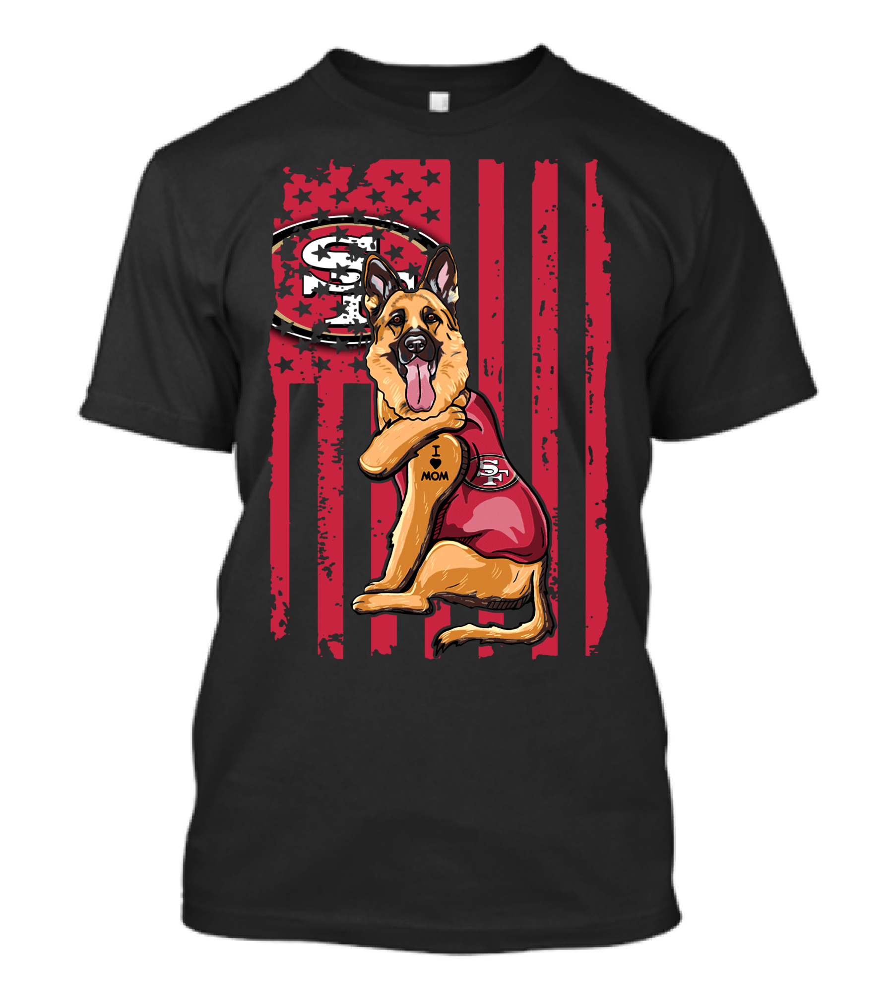 German Shepherd San Francisco 49ers I Love Mom Flag T-Shirt