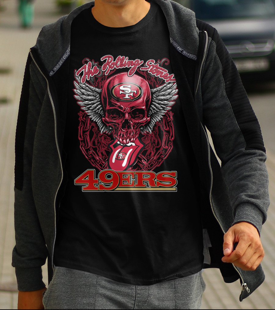 The Rolling Stones San Francisco 49ers Winged Skull And Tongue 49ers T-Shirt
