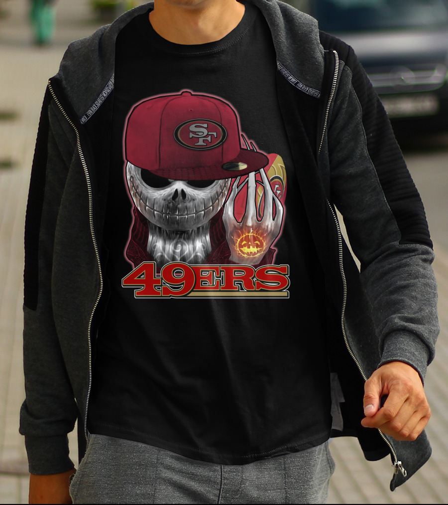 Jackskull 49ers SF Pumpkin Halloween Football T-Shirt
