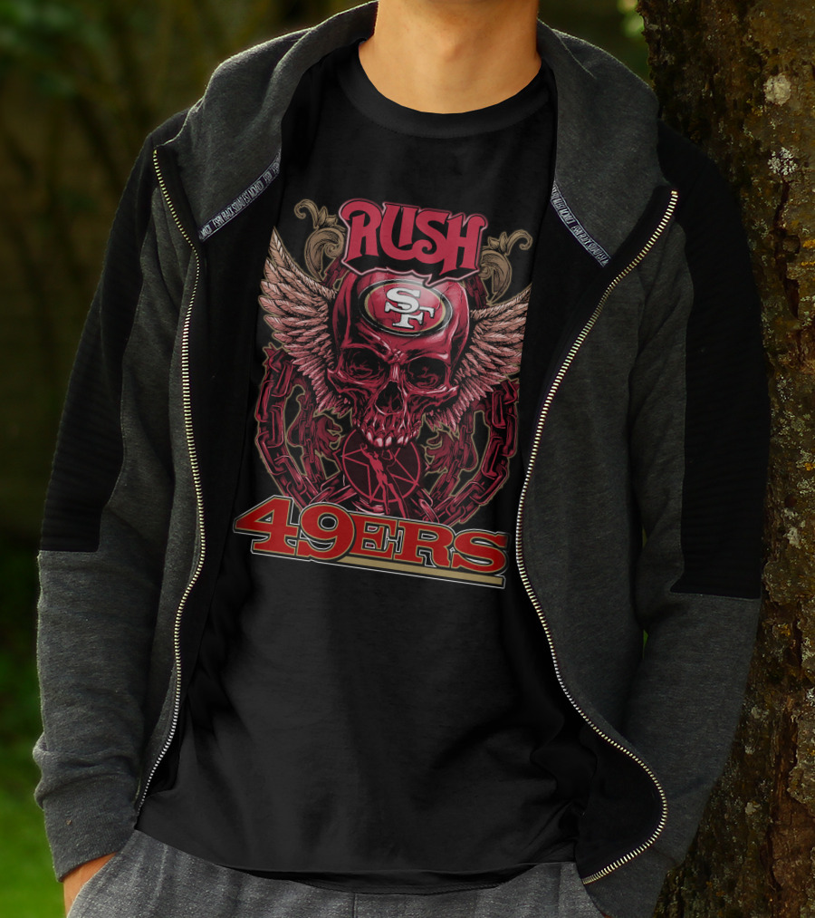 Rush San Francisco 49ers Winged Skull Logo 49ers T-Shirt