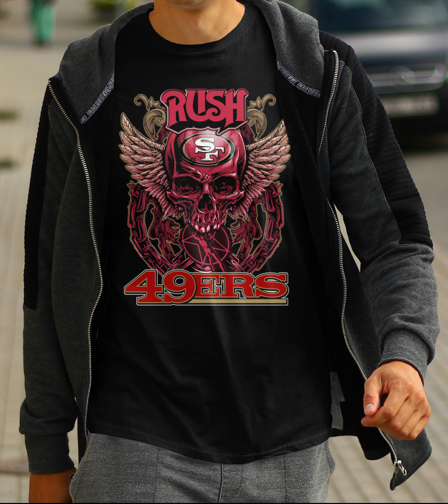 Rush San Francisco 49ers Winged Skull Logo 49ers T-Shirt