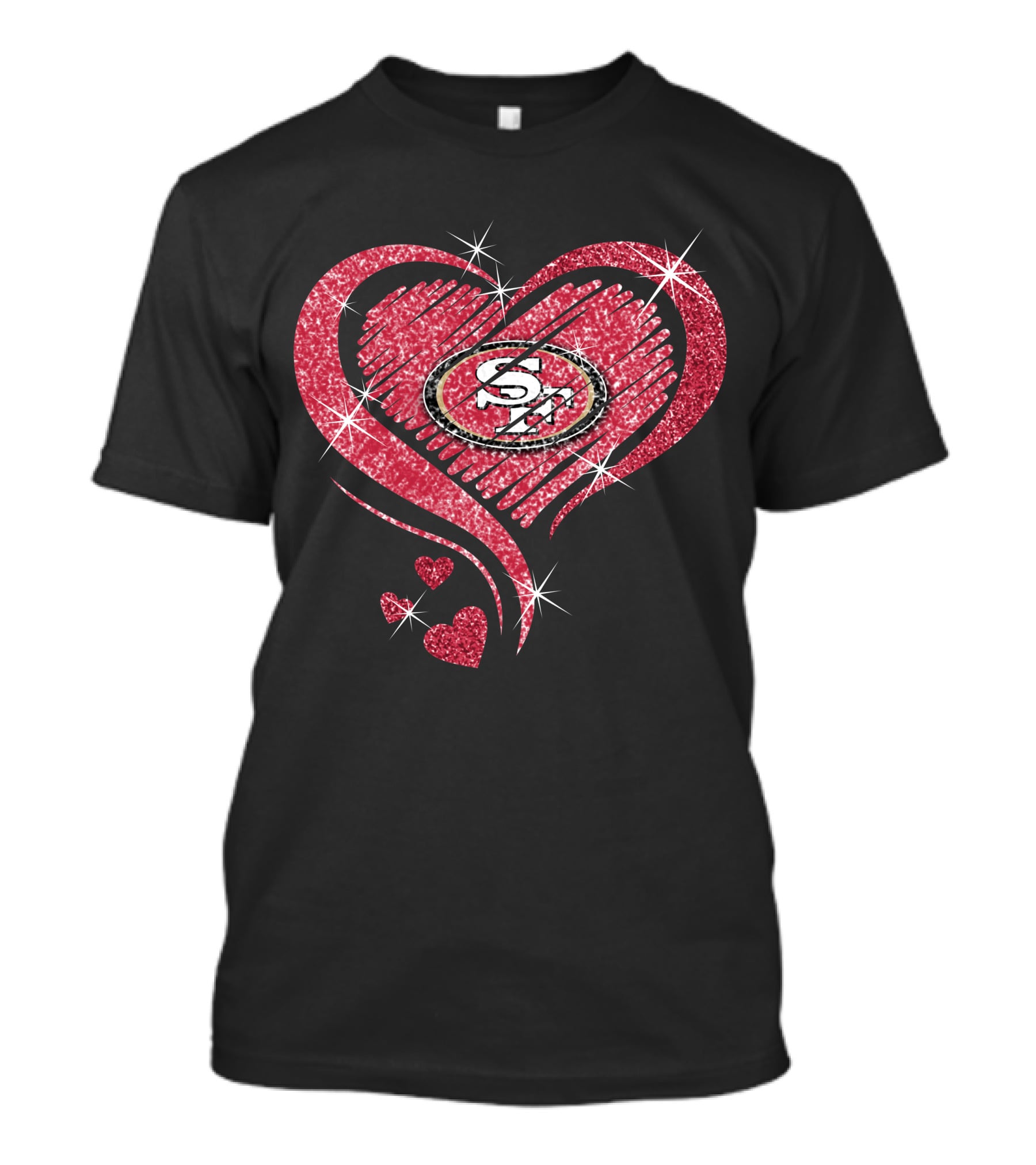 Heart Glitter San Francisco 49ers Logo Sparkle T-Shirt