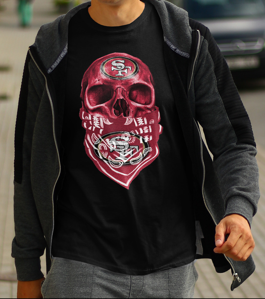 Skull V5 SF 49ers Bandana Emblem T-Shirt