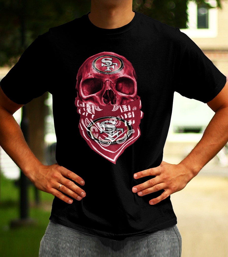 Skull V5 SF 49ers Bandana Emblem T-Shirt