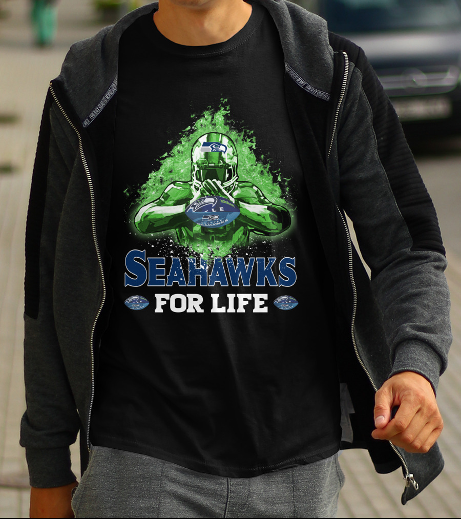 Seahawks For Life Seattle Football Fan Art Green Splash T-Shirt