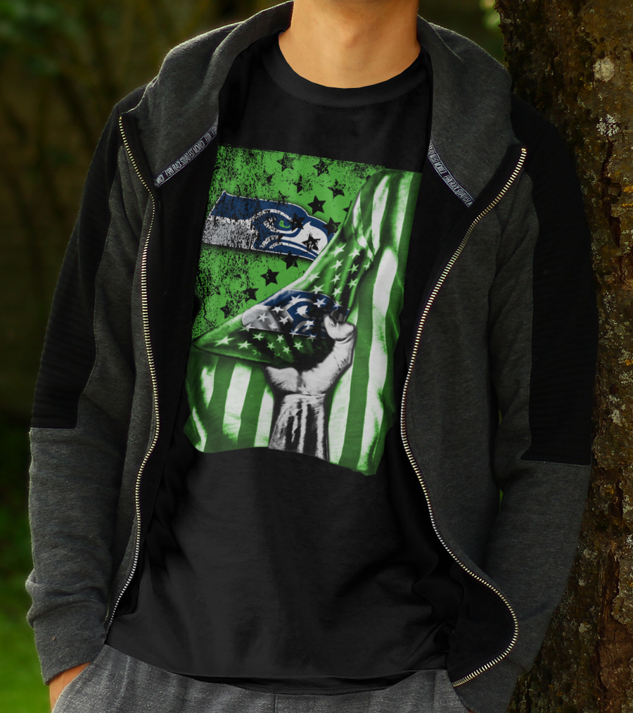 Seattle Seahawks Flag Stars And Stripes Concept T-Shirt