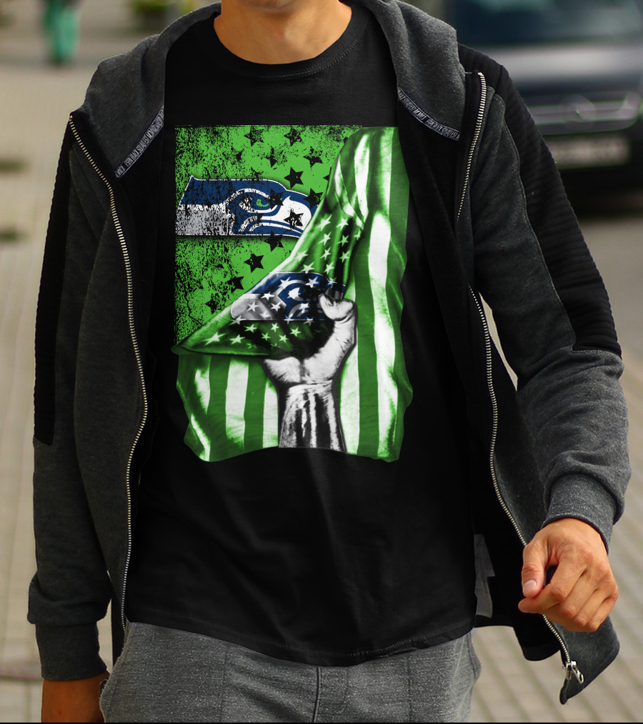 Seattle Seahawks Flag Stars And Stripes Concept T-Shirt