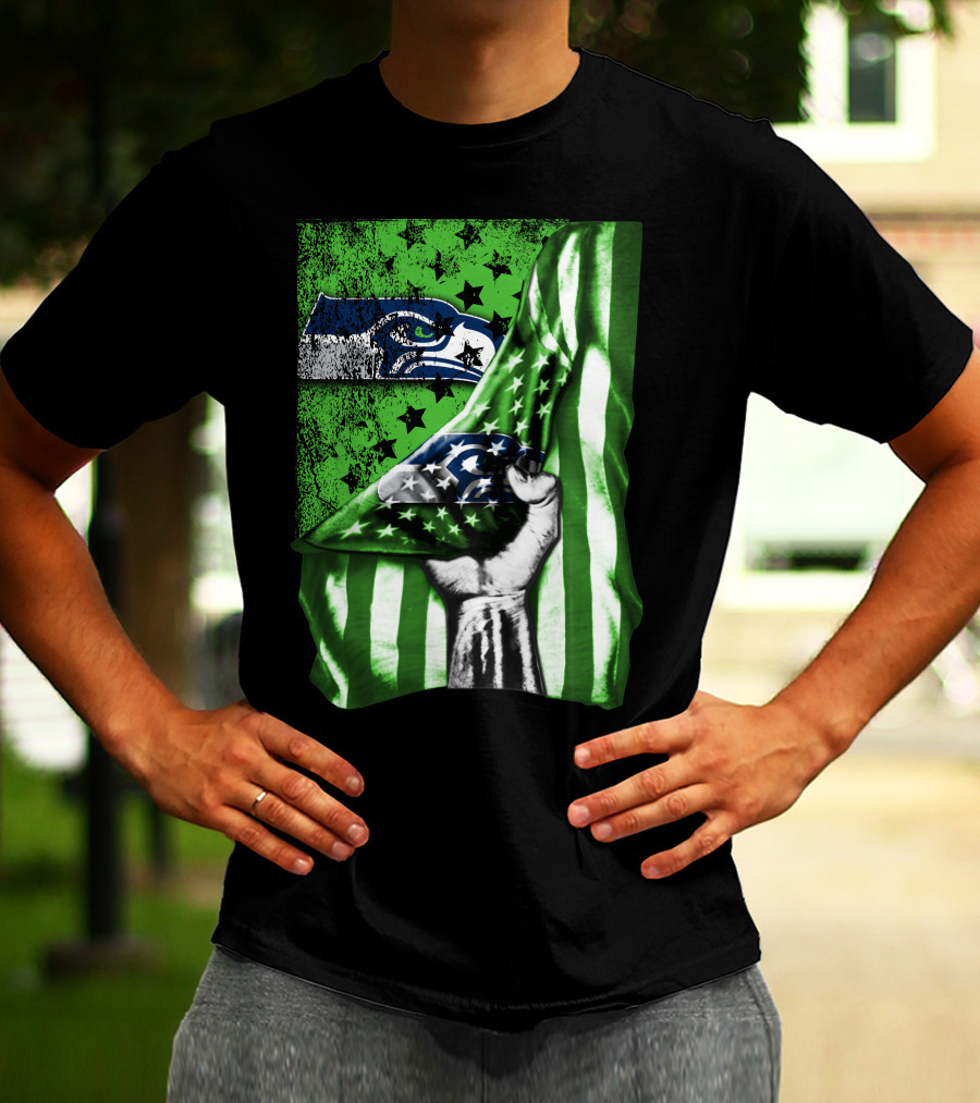 Seattle Seahawks Flag Stars And Stripes Concept T-Shirt