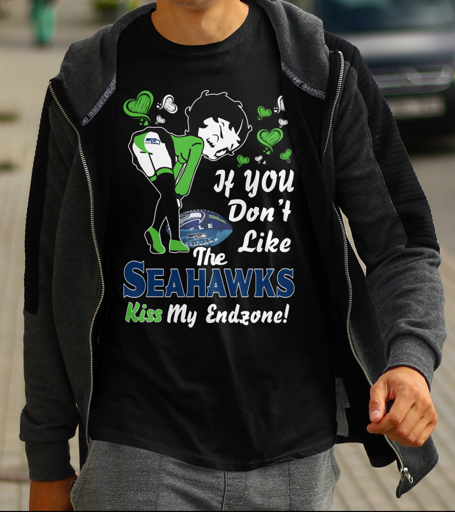 Betty Boop If You Don't Like The Seattle Seahawks Kiss My Endzone T-Shirt