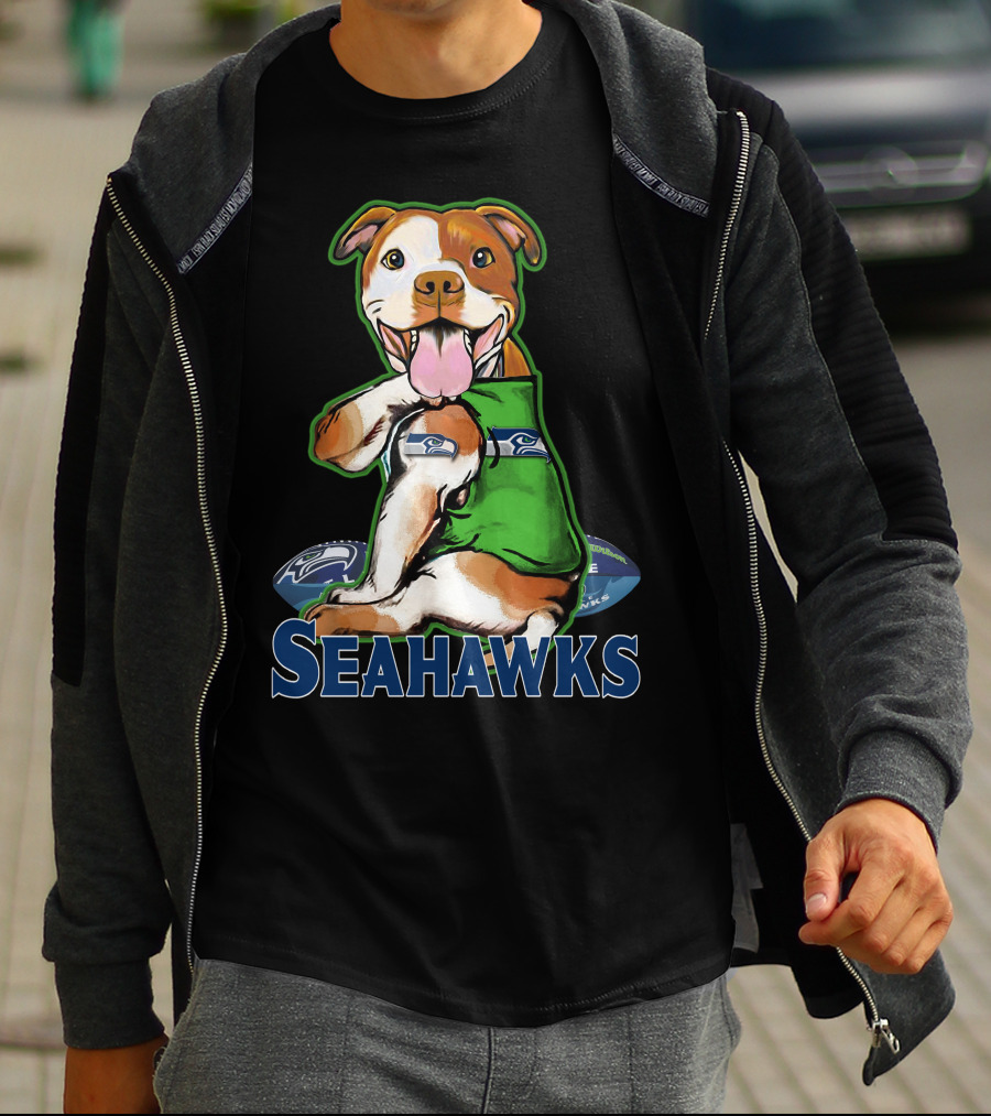 Pittbull Seattle Seahawks Fan Dog T-Shirt