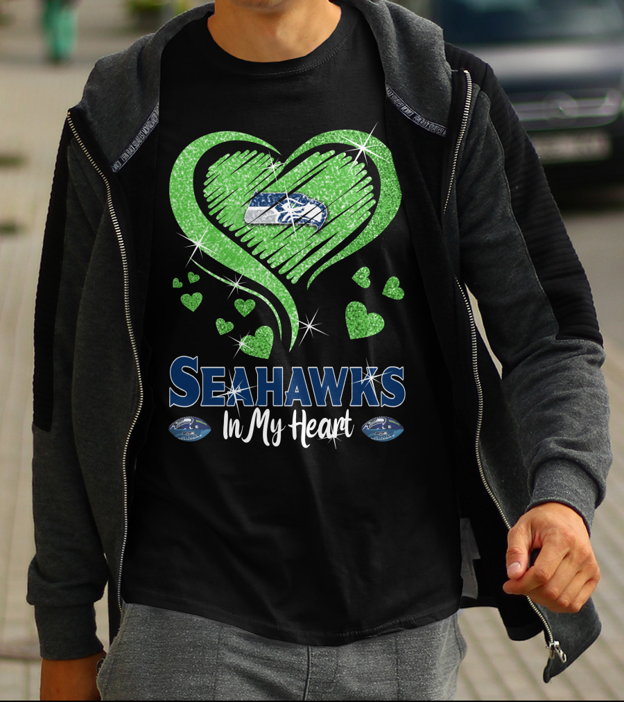 Seahawks In My Heart Sparkling Glitter Design With Team T-Shirt