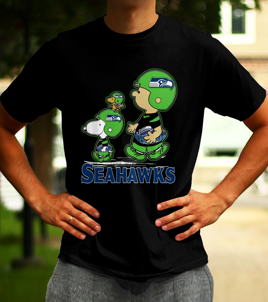 Snpfootball Seattle Seahawks Peanuts Characters Football Helmets Collaboration T-Shirt