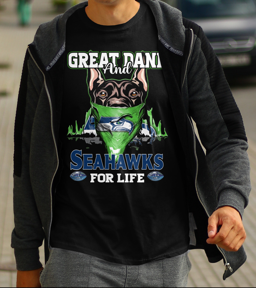 Great Dane And Seahawks For Life T-Shirt