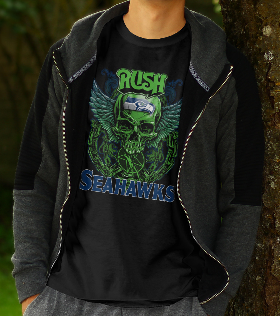 Rush Seattle Seahawks Skull Wing T-Shirt
