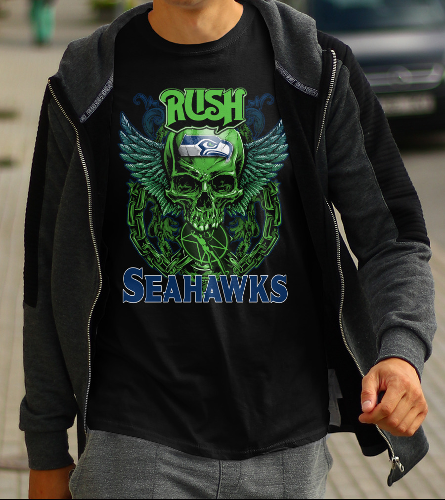 Rush Seattle Seahawks Skull Wing T-Shirt