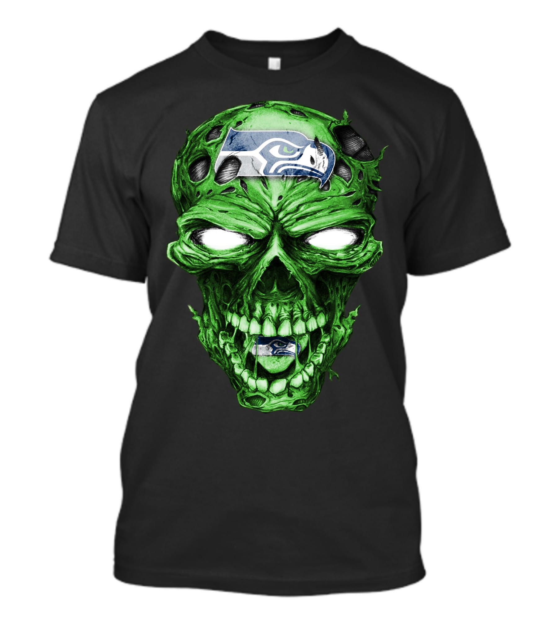 Skull V2 Seattle Seahawks Green Zombie T-Shirt
