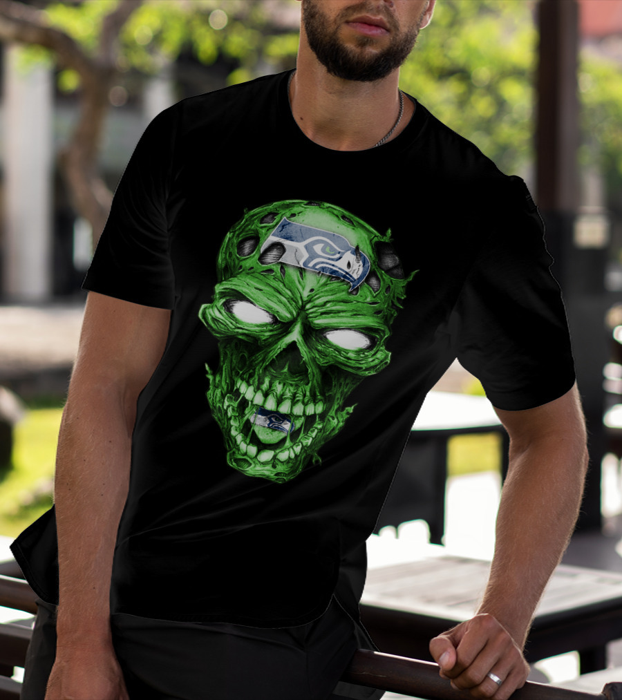 Skull V2 Seattle Seahawks Green Zombie T-Shirt