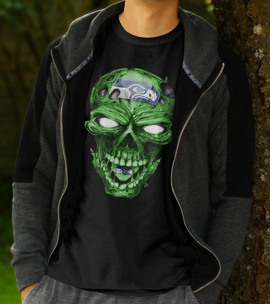 Skull V2 Seattle Seahawks Green Zombie T-Shirt