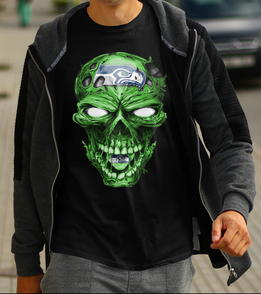 Skull V2 Seattle Seahawks Green Zombie T-Shirt