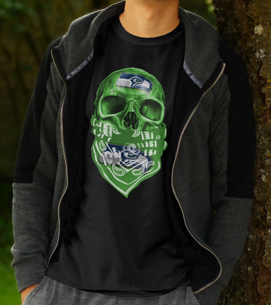 Skull V5 Seattle Seahawks Logo Bandana T-Shirt