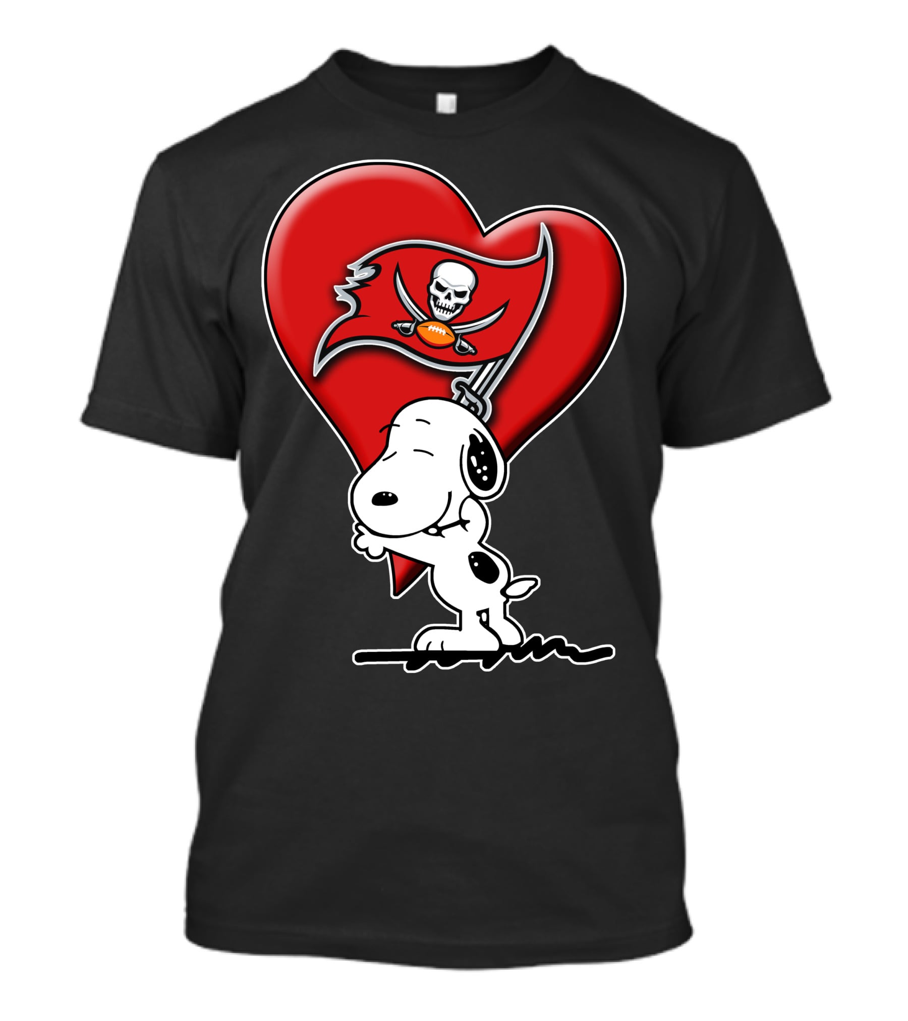Snoopy Heart Tampa Bay Buccaneers Flag T-Shirt