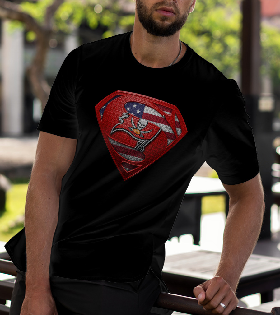 Tampa Bay Buccaneers American Flag Superman T-Shirt