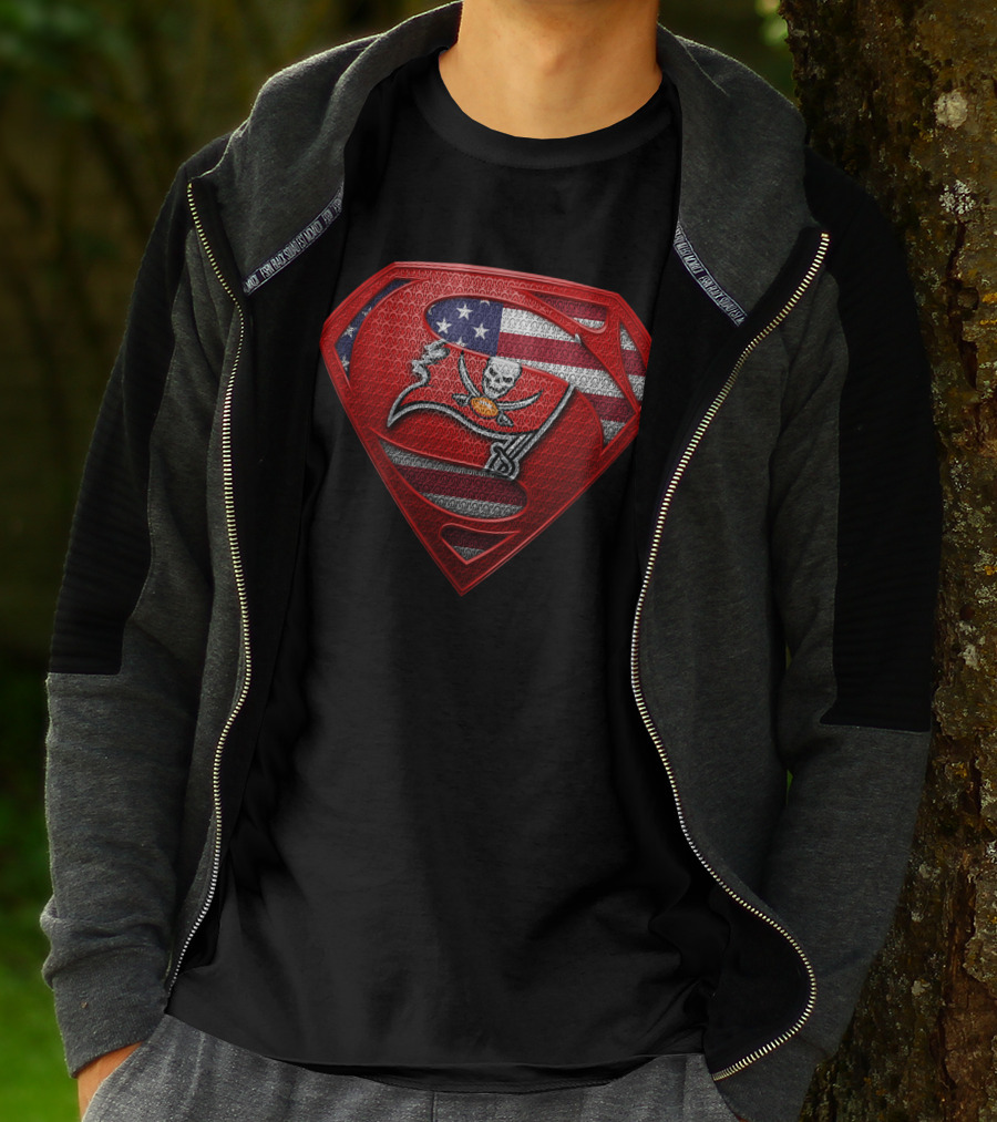 Tampa Bay Buccaneers American Flag Superman T-Shirt