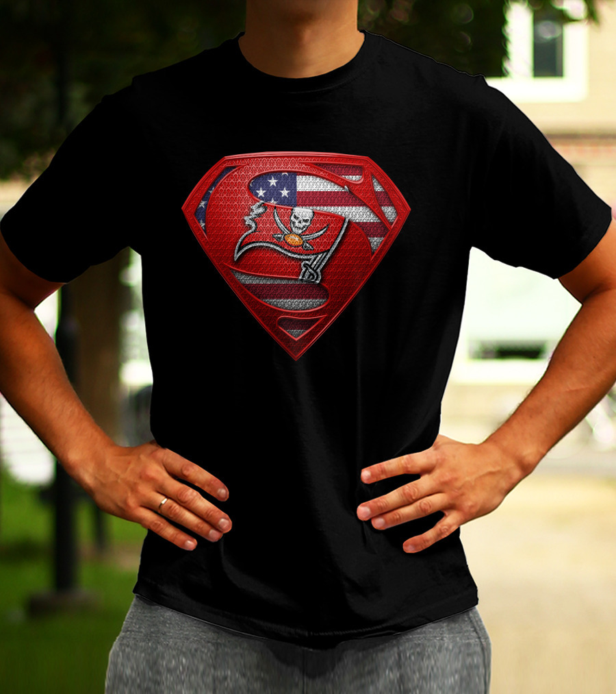 Tampa Bay Buccaneers American Flag Superman T-Shirt