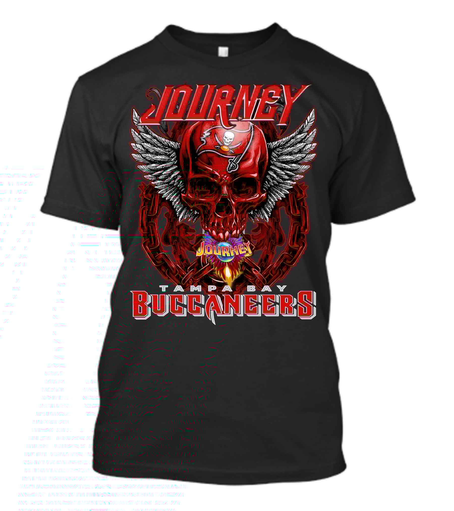 Journey Tampa Bay Buccaneers Skull Wings Chain Flame T-Shirt