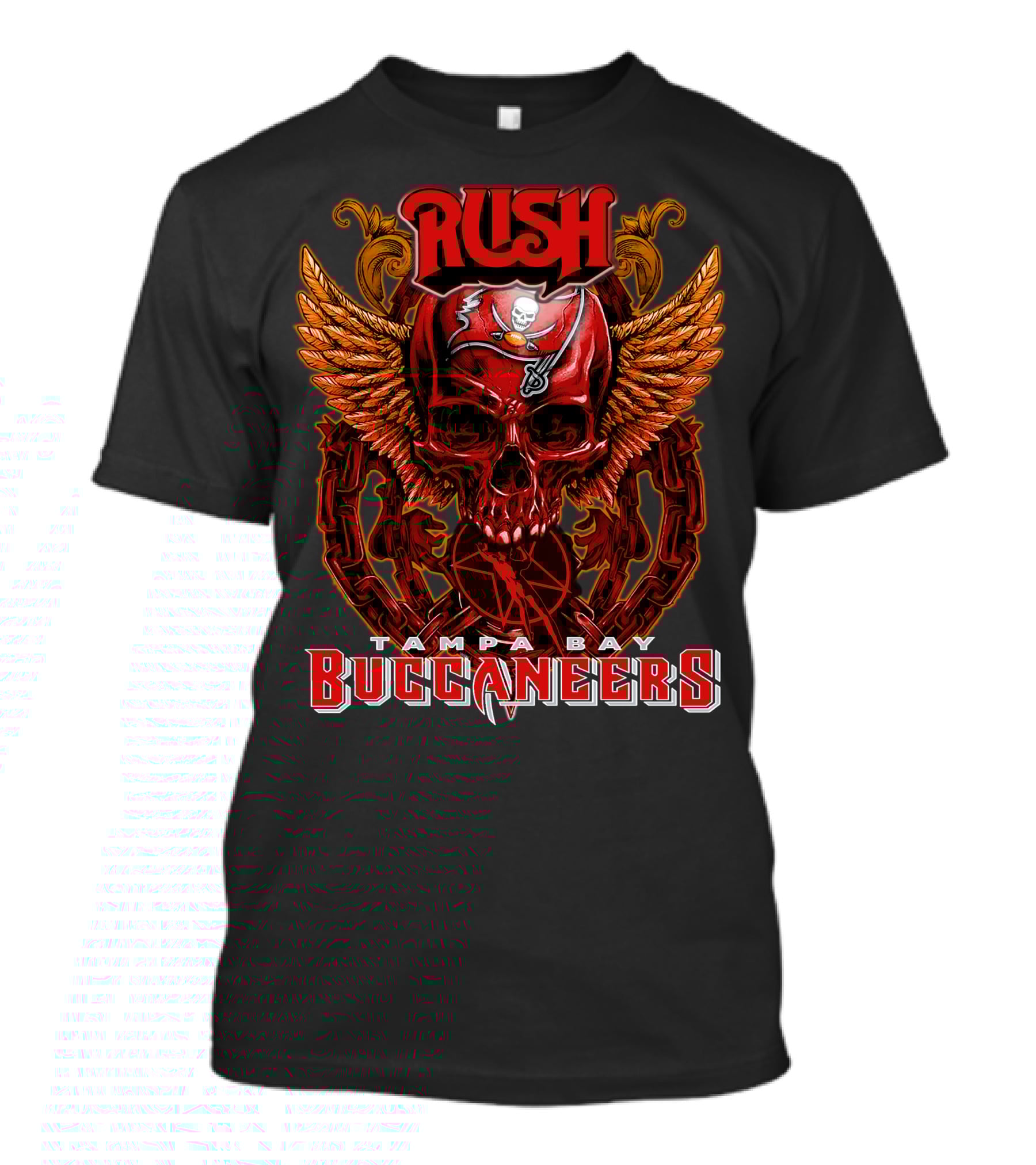 Rush Tampa Bay Buccaneers Skull Wings And Chains T-Shirt