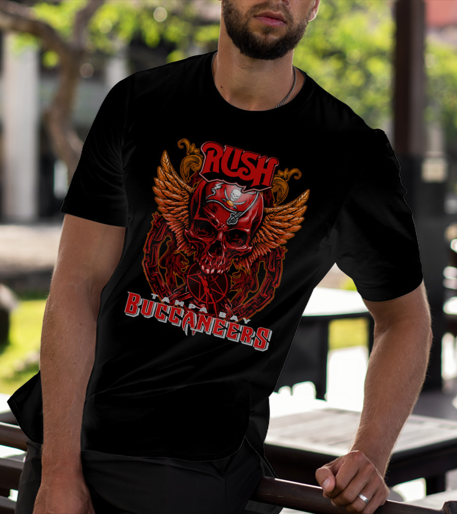 Rush Tampa Bay Buccaneers Skull Wings And Chains T-Shirt