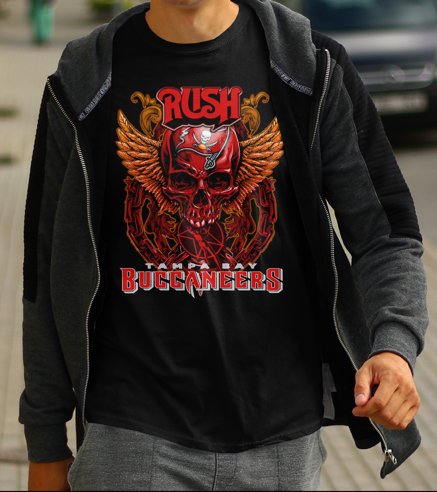 Rush Tampa Bay Buccaneers Skull Wings And Chains T-Shirt
