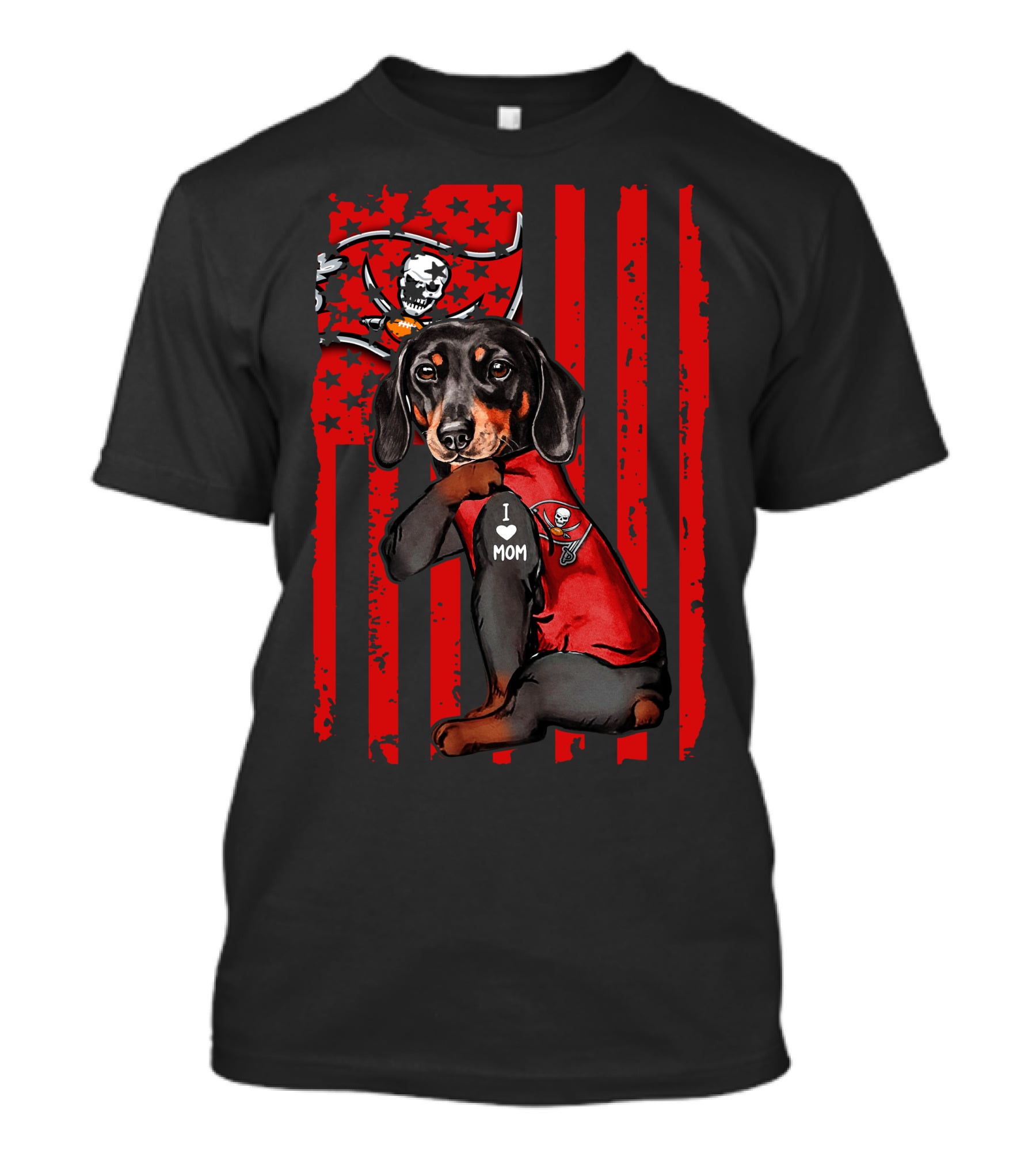 Dachshund I Love Mom Tampa Bay Buccaneers T-Shirt