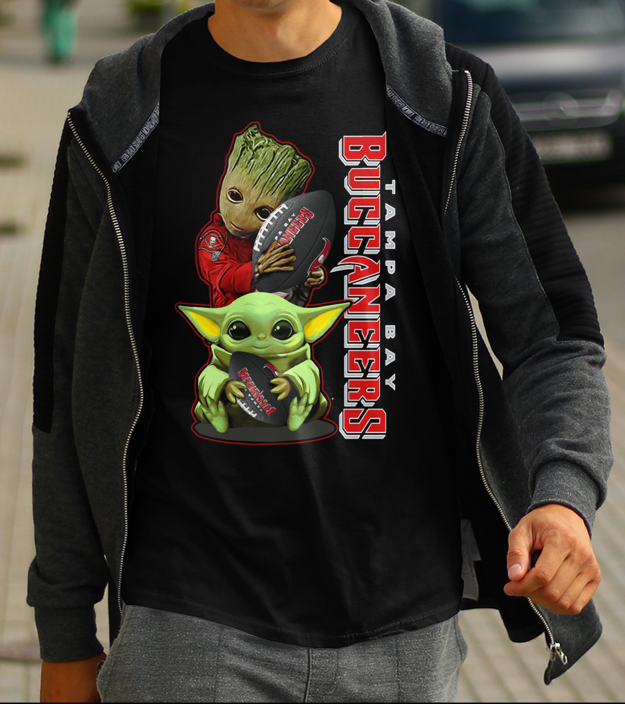 Grzd Tampa Bay Buccaneers Groot Baby Yoda Football T-Shirt