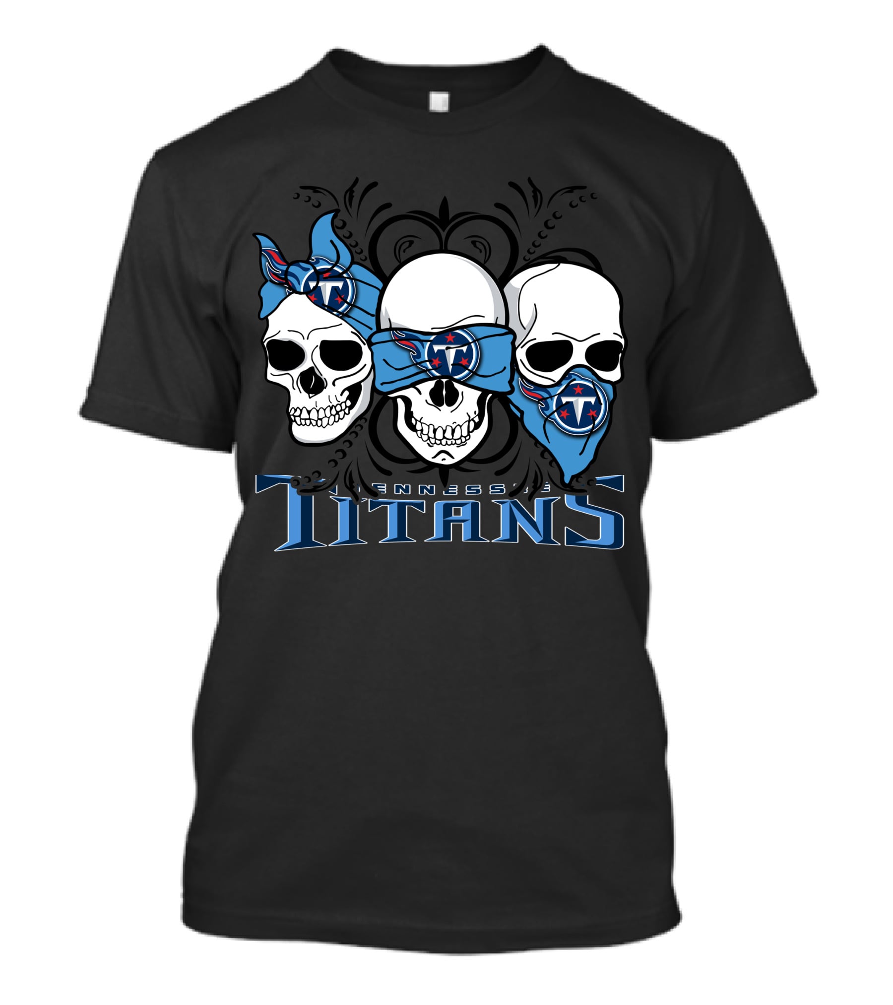 Three Skulls Tennessee Titans Bandanas T-Shirt