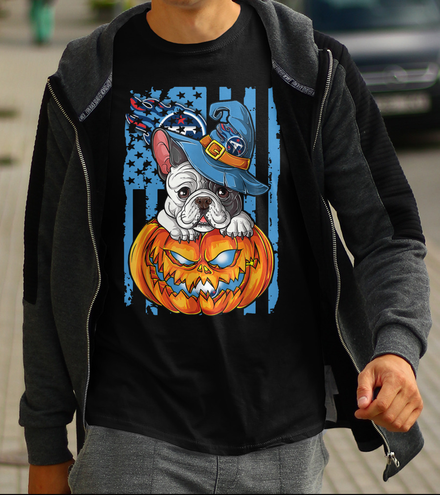 Hlw Bulldog Tennessee Titans Halloween Pumpkin Wizard Hat T-Shirt
