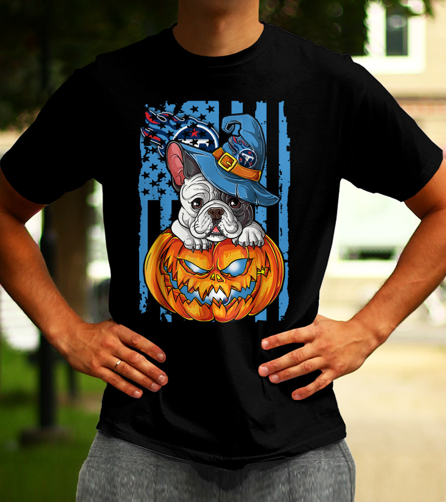Hlw Bulldog Tennessee Titans Halloween Pumpkin Wizard Hat T-Shirt