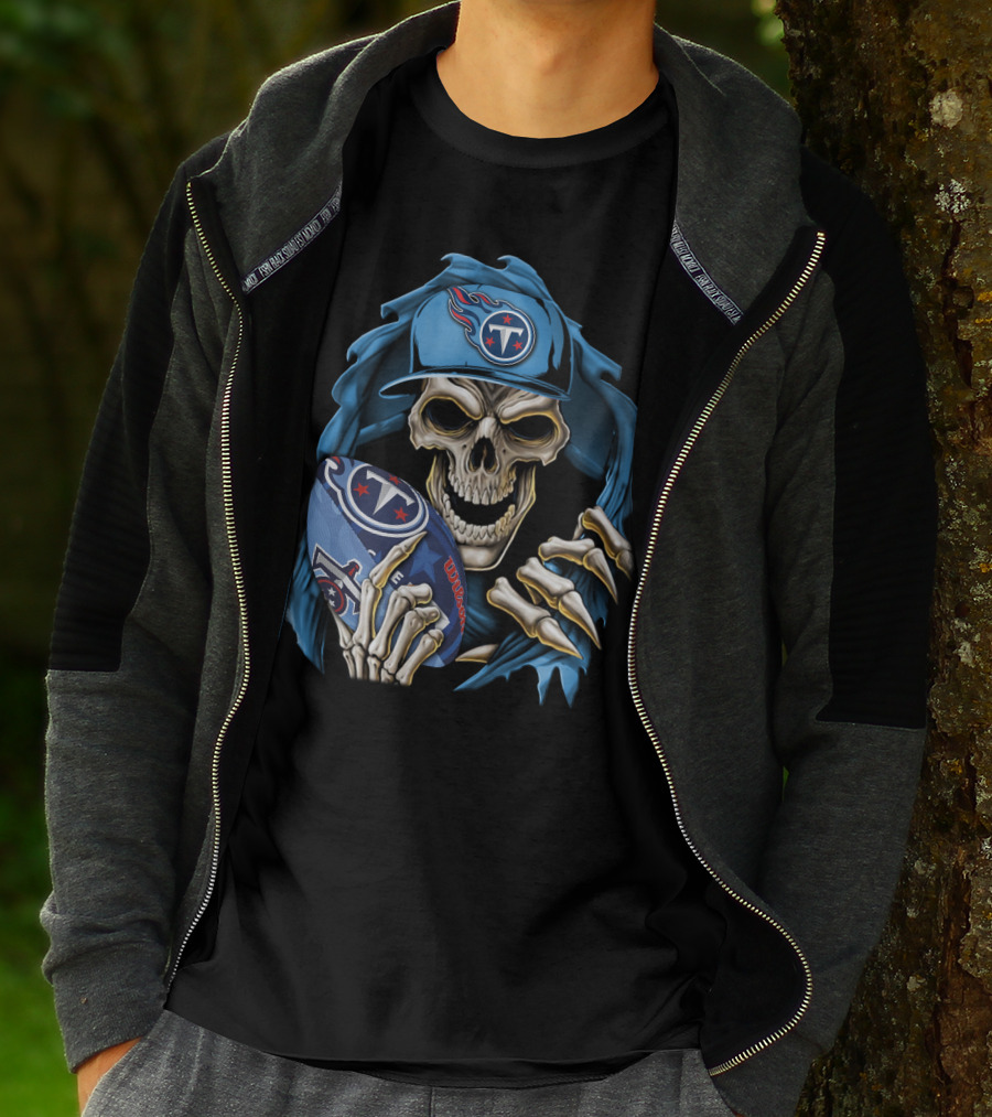 Skullbong Tennessee Titans Football Skeleton Fan Gear T-Shirt