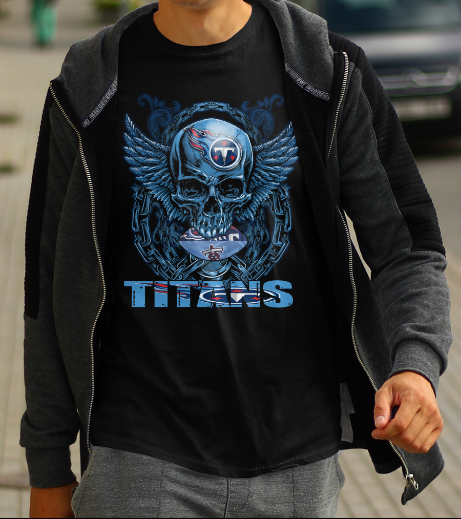 Skullfb Titans Winged Skull Football T-Shirt
