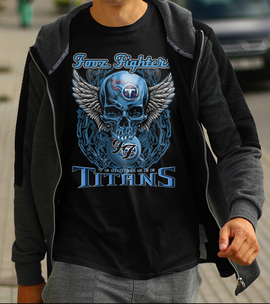 Foo Fighters Tennessee Titans Skull Winged T-Shirt