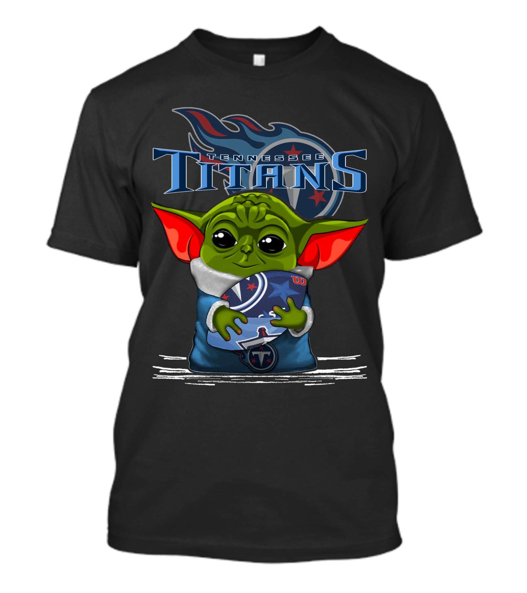 Yoda Holding Tennessee Titans Football Logo Emblem T-Shirt