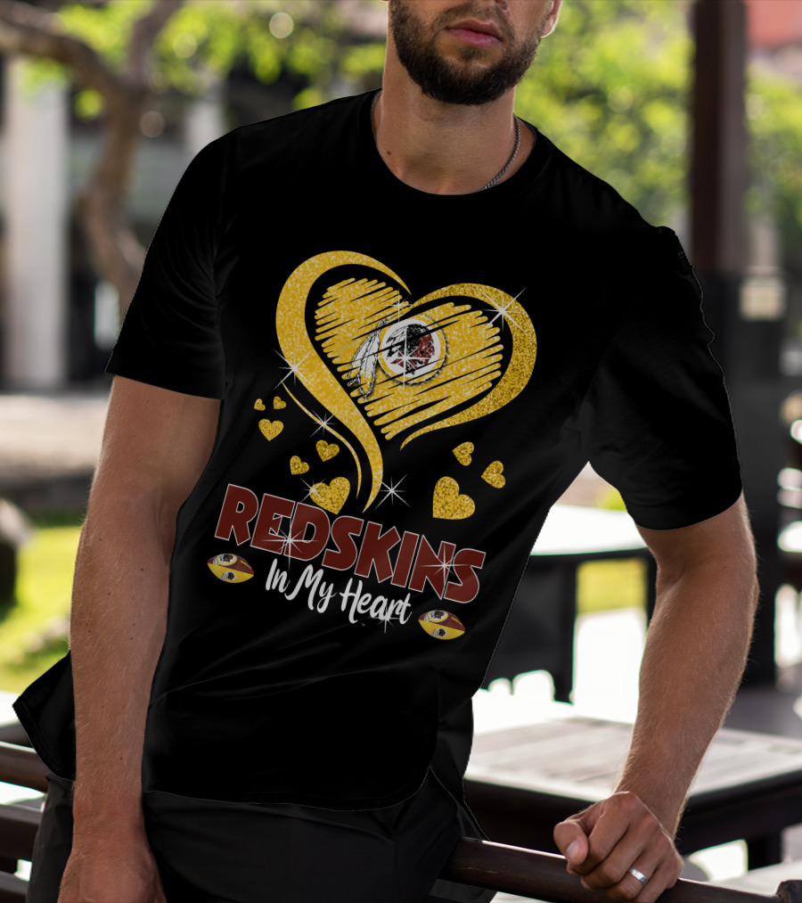 Redskins In My Heart Football Team Sparkling Heart T-Shirt