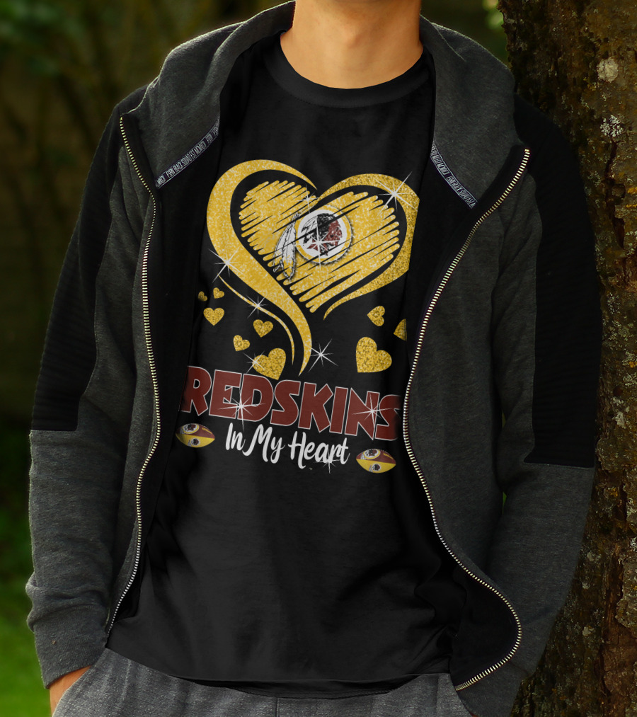 Redskins In My Heart Football Team Sparkling Heart T-Shirt