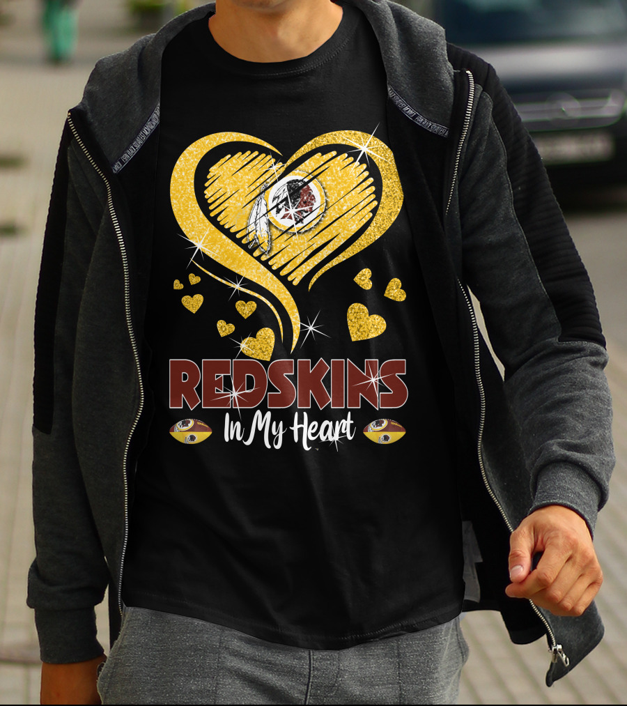 Redskins In My Heart Football Team Sparkling Heart T-Shirt