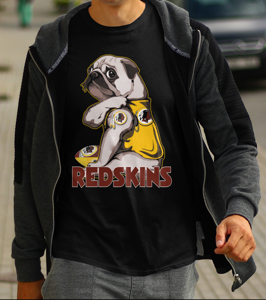 Pug With Washington Redskins T-Shirt