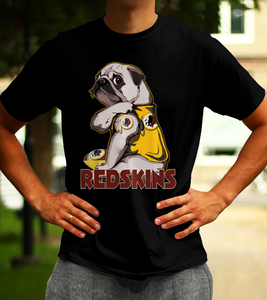 Pug With Washington Redskins T-Shirt