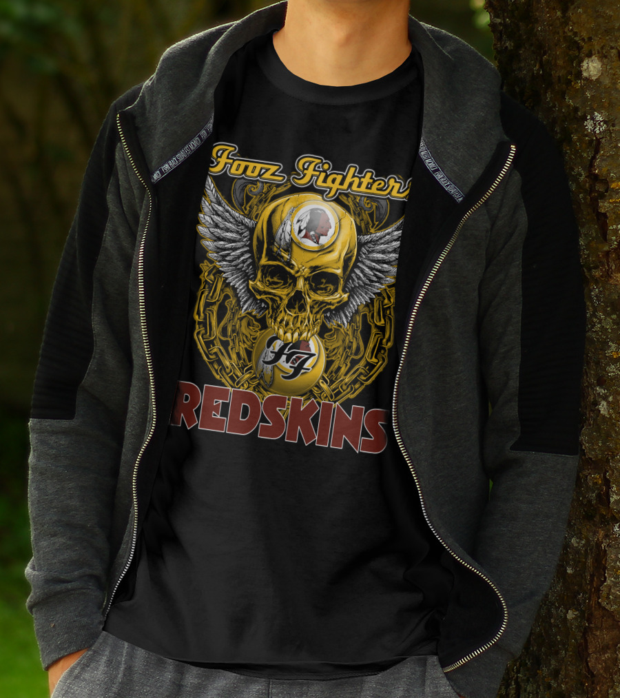 Fooz Fighters Redskins Skull Wings Chain T-Shirt