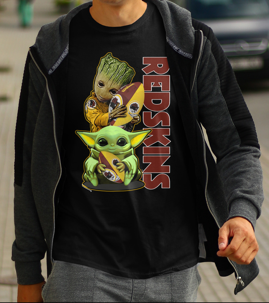 Groot Baby Yoda Washington Redskins Football T-Shirt