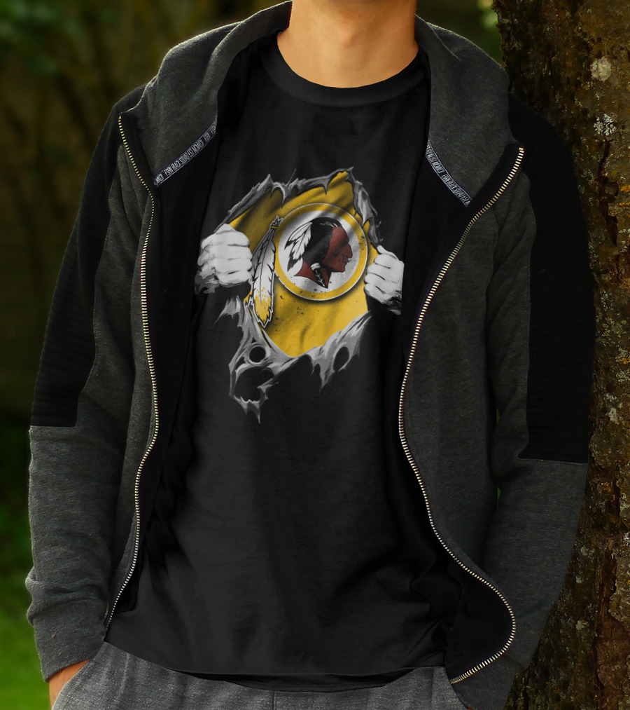 Torn V2 Washington Redskins Logo Peeling Hands T-Shirt