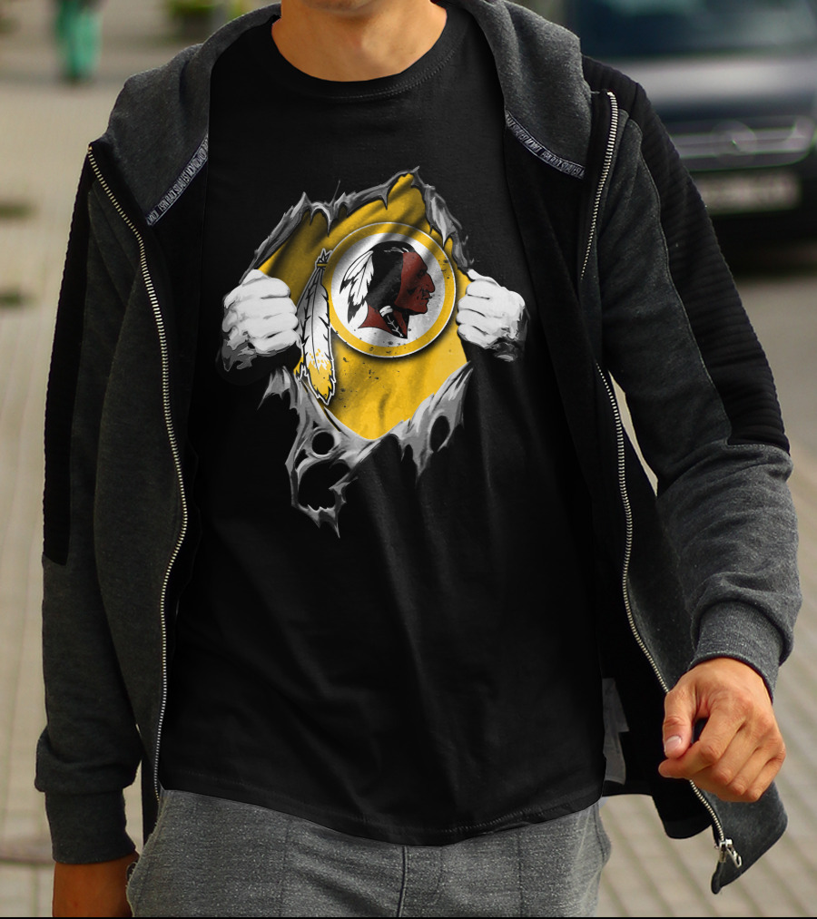 Torn V2 Washington Redskins Logo Peeling Hands T-Shirt